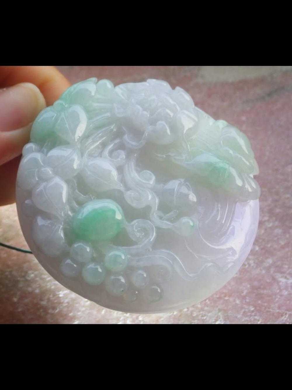 Exquisite jadeite Jade green white light lavender butterfly flower pendant - Picture 8 of 10